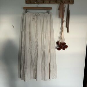 Sincerely Jules Cream Tiered Maxi Skirt with Drawstring Waist